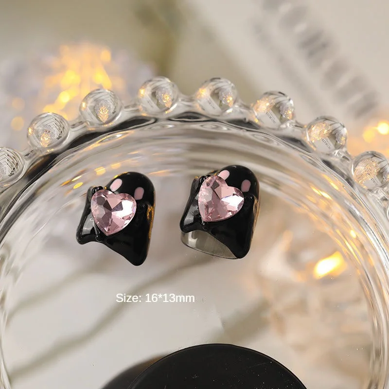 10個入り ハロウィン楽しいネイルアクセサリー 漫画風キュートネイルアートチャーム ハート型リトルウィザードインプペンダント 3D DIYマニキュアデコレーション