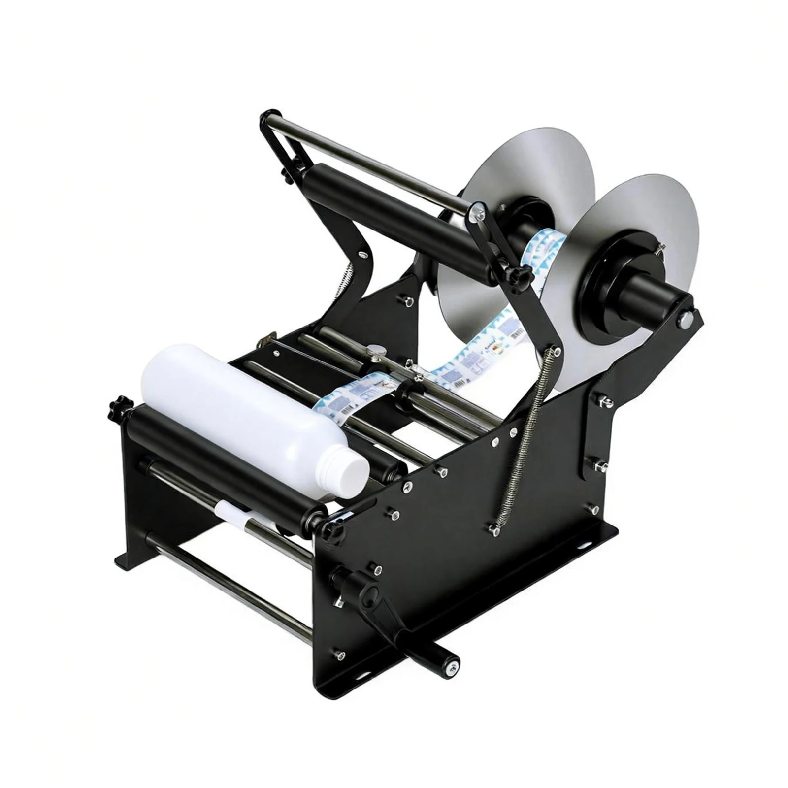 

Self-Adhesive Bottles Labeler with Handle Adjustable Round Bottle Labeler 15-30pcs/min for PET Plastic Glass Metal Bottles