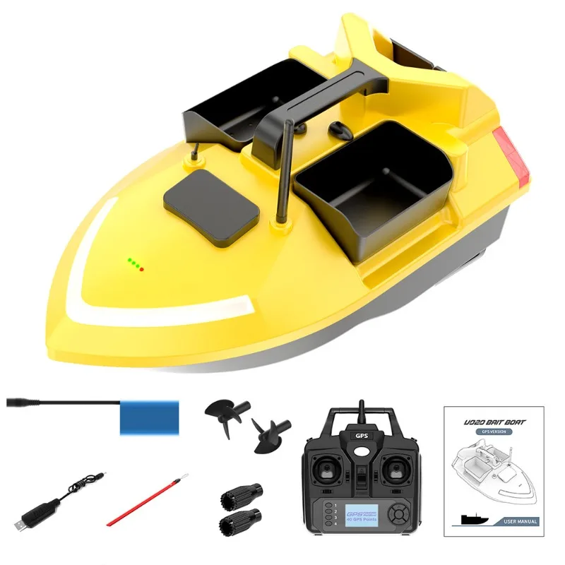 V020 Professional Fishing Bait Boat With Luminous Self-Illuminating Remote Control GPS Navigation Feeders