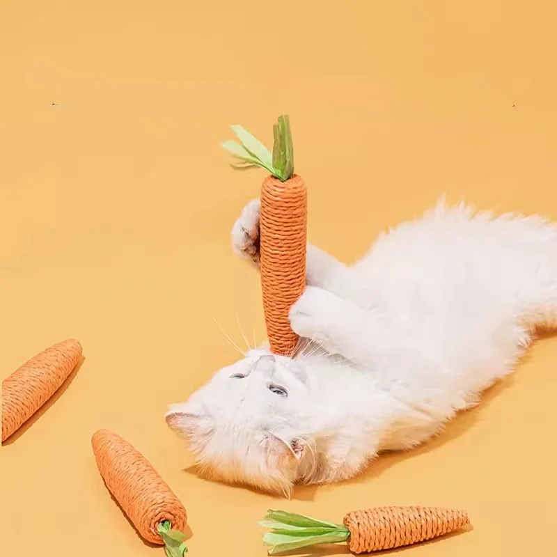 Pet Cat Fun Chewing Stick with Sound, Carrot Cuddle Toy, Boredom-Relief Toy, Anti-Bite Scratching Board, Pet Supplies, Interactive Entertainment