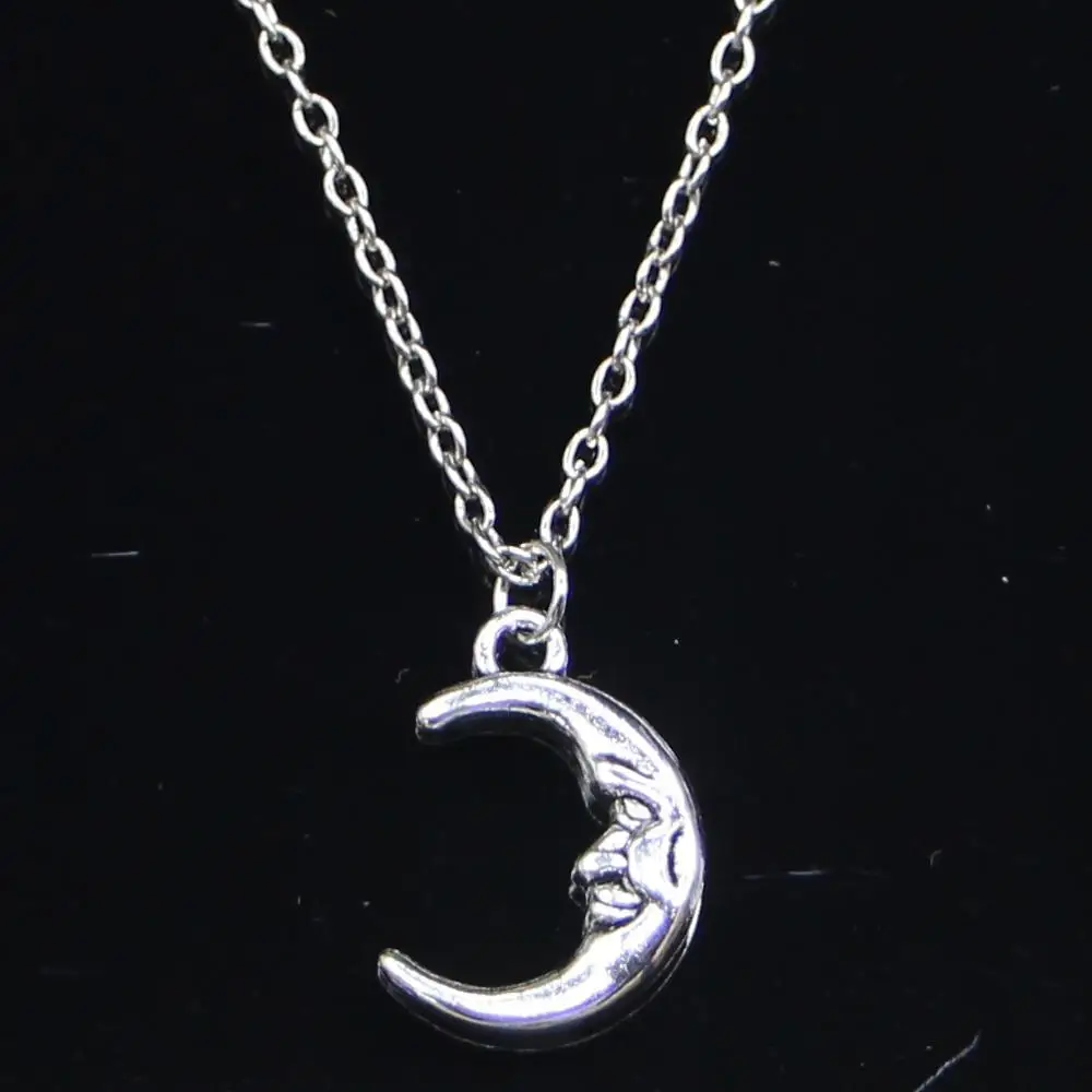 20pcs New Fashion Necklace 21x15mm moon face Pendants Short Long Women Men Colar Gift Jewelry Choker