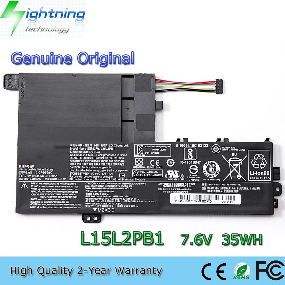 

New Original L15L2PB1 7.6V 35Wh 4610mAh Laptop Battery for Lenovo Yoga 510-14IKB 510-15ISK L15M2PB1 L15C2PB1 etc.