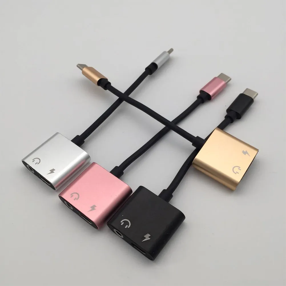 2-in-1 USB Type-C to 3.5mm Audio Charging Adapter Cable Aluminum Shell Tpe Tinned Copper Core 2A Fast Charging Lossless Stereo