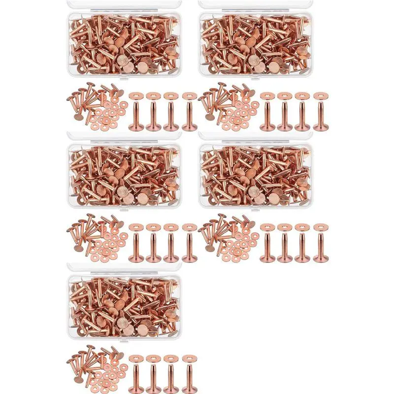 

A88E-500 Sets Copper Rivets And Burrs Washers Leather Copper Rivet Fastener For Wallets Collars Leather DIY Craft Supplies