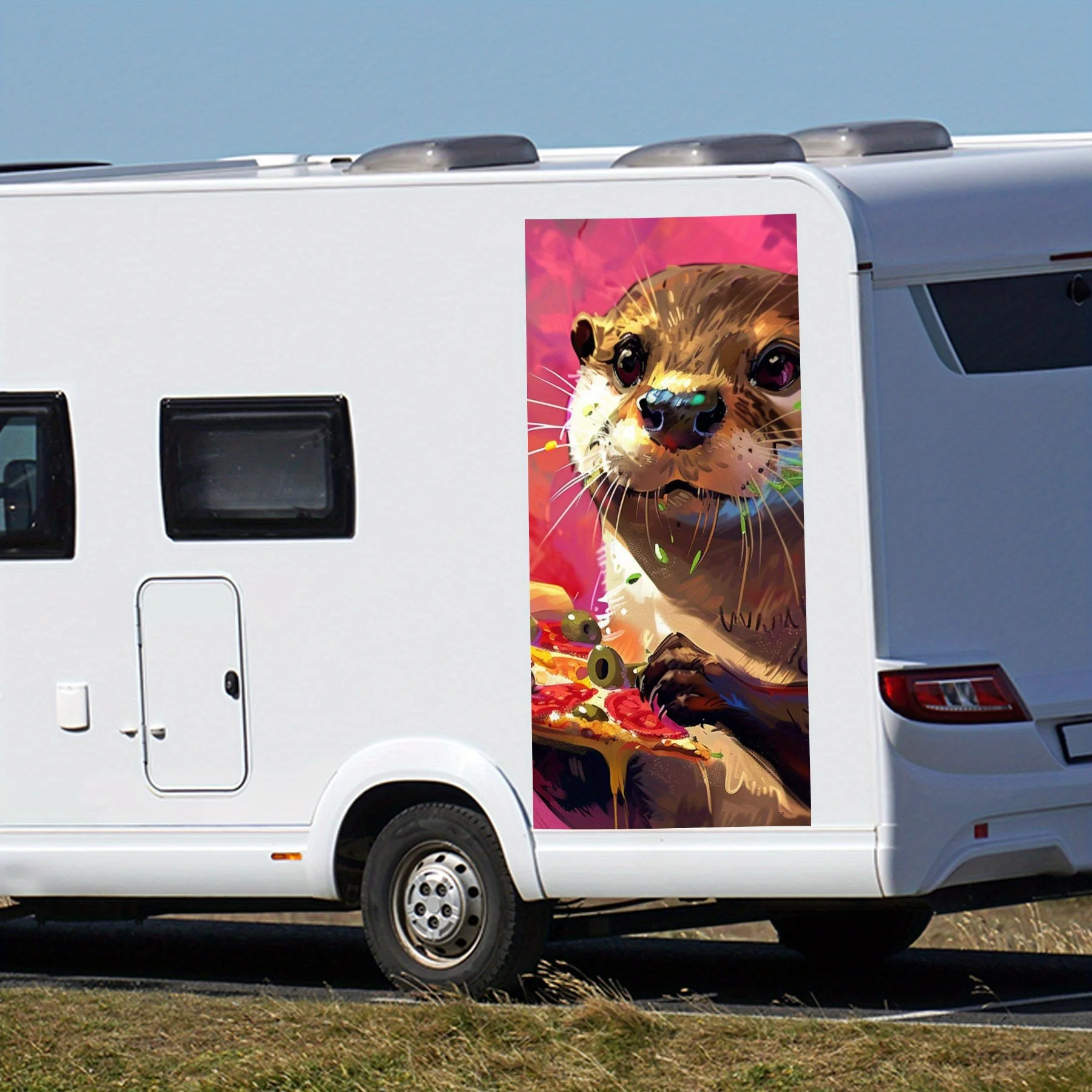 ملصق سيارة Fun Otter Eating Pizza، أغطية فينيل منزلية للديكور والحماية - ملصق فينيل لاصق ذاتي مقاوم للماء، #4