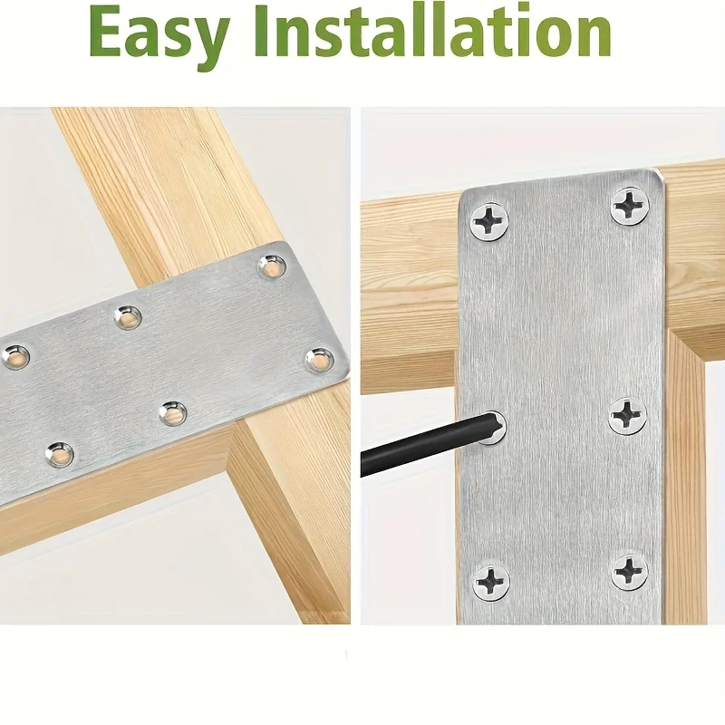 2pcs Heavy Duty  Flat Mending Plate, Flat Angle Bracket Straight Braces and 48pcs Screws, Suitable for Wood and Other Material