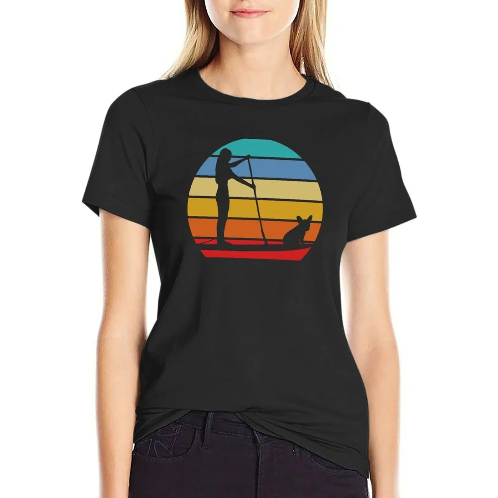 

Stand Up Paddle Board Frenchie T-Shirt summer tops anime kawaii clothes cute tops t-shirts for Women loose fit