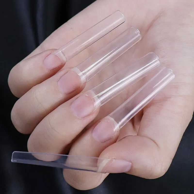 Ladies' Favorite：3XL XXL XL Coffin Straight Square Flat No C Curve Nail Tips 500pcs Bag 420pcs Box Clear Square Nail Tips With P