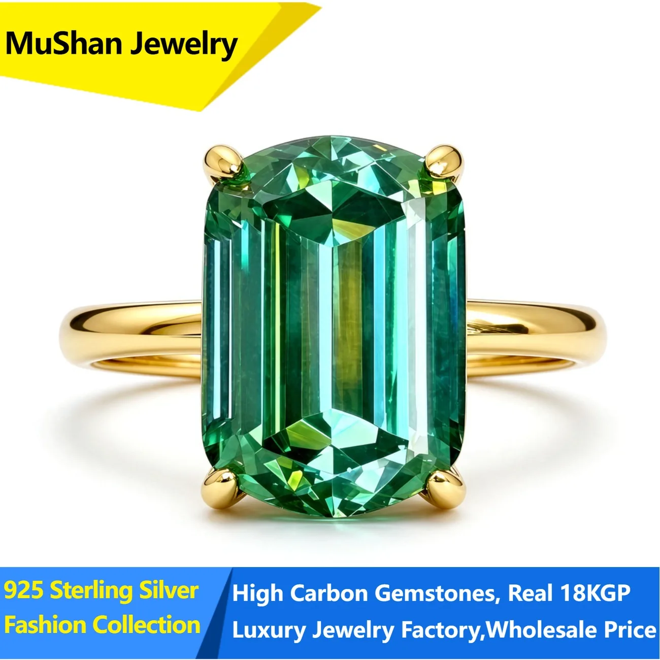 MuShan Jewelry Factory 925 Sterling Silver Rings Wedding Band for Women Certificate High Carbon Gemstones Ring s925 Fine Jewelry