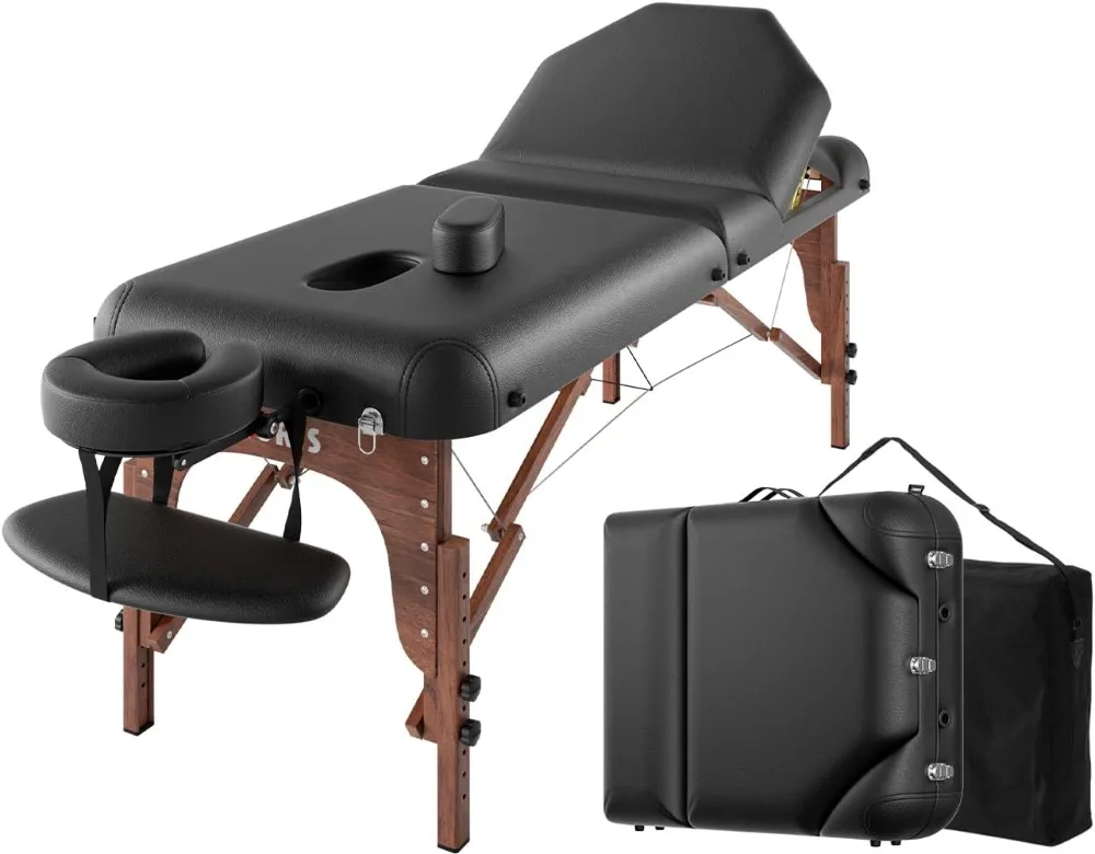 CLORIS-Table de Énergie Professionnelle Portable, Pieds en Bois Renforcé, Supporte jusqu'à 1100lb, Spa Premium, Salon de Tatouage, 84 ", 3