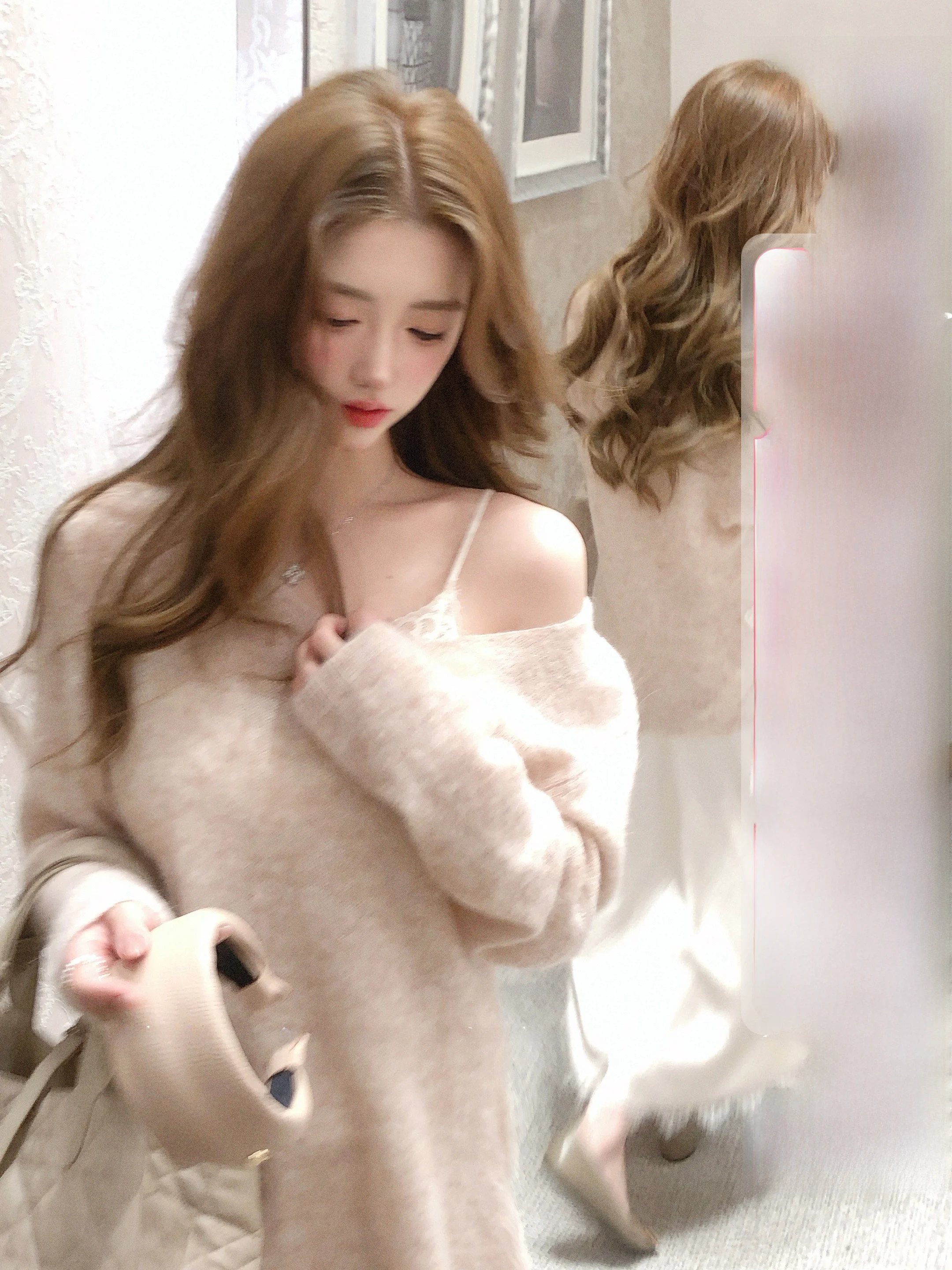 

Свитер CSK Cupid "Calme" из нежной шерсти альпаки, прозрачный, с гладкой атласной юбкой, свободный крой, мягкий, с узлами, для повседневной носки, теплый