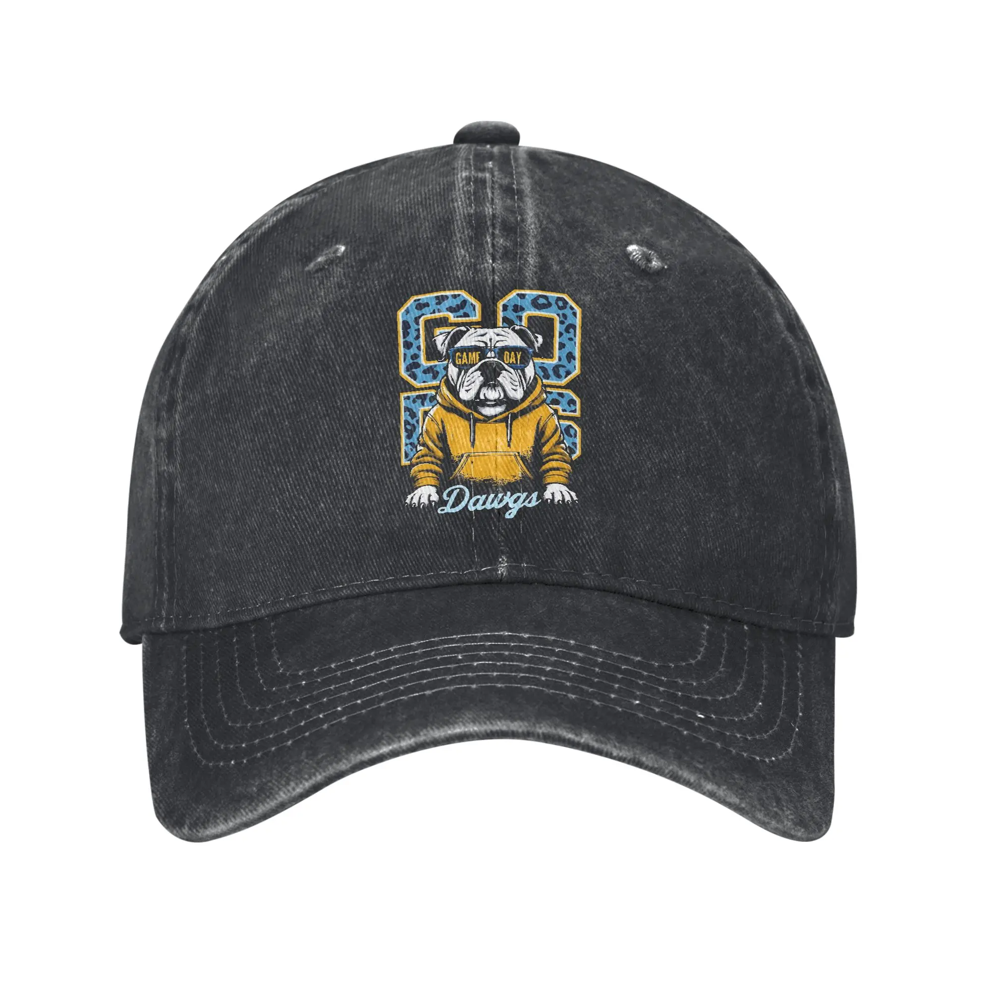 Gorra de Béisbol con Diseño Gráfico de Bulldogs Go Dawg, Estampado Lavado, Estilo Hip Hop, para Verano, Unisex, para Tenis, Skate y Otros Deportes