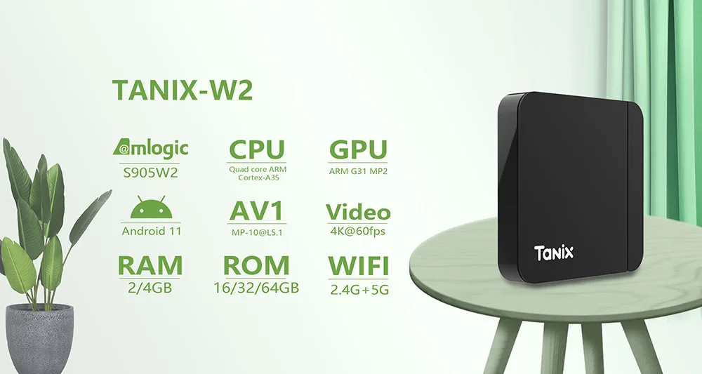 Tanix W2 Android TV Box Android 11 Amlogic S905W2 16GB 32G 64GB دعم 4K H.265 AV1 Dual Wifi HDR 10+ Media Player Set Top Box