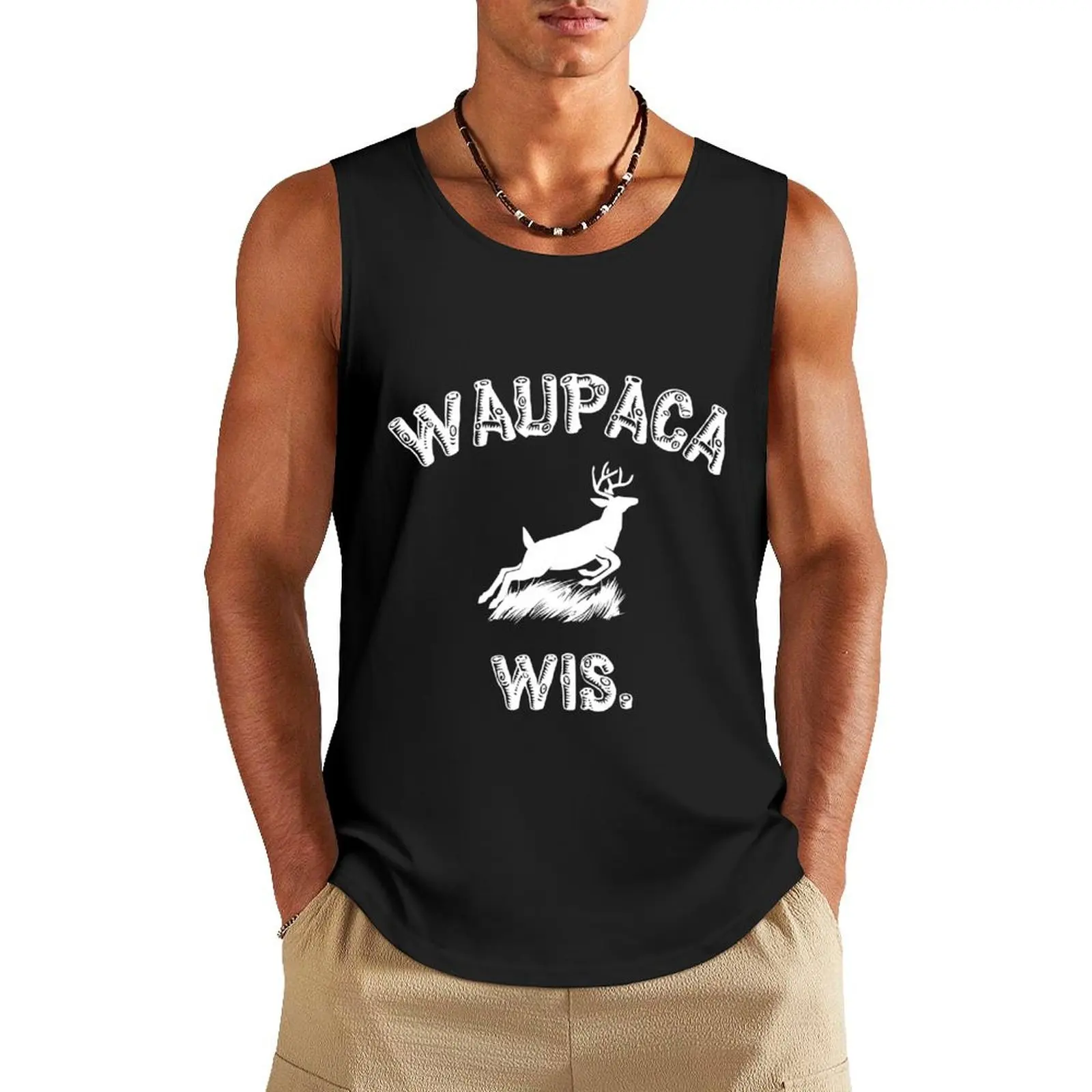 Waupaca Wis Tank Top basketball Men's gym articles summer