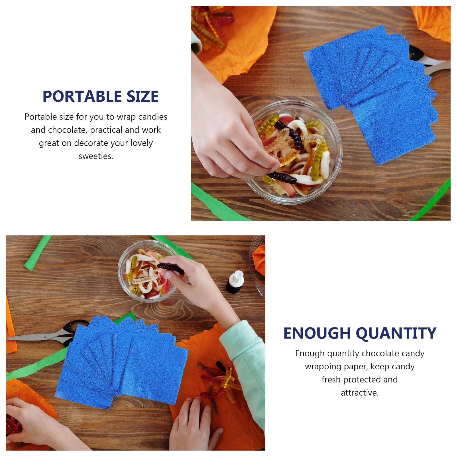 

300pcs Chocolate Wrapping Papers Biscuit Candy Foil Wrappers Food Safe Aluminum Packaging For Diy Treats Decorations Party