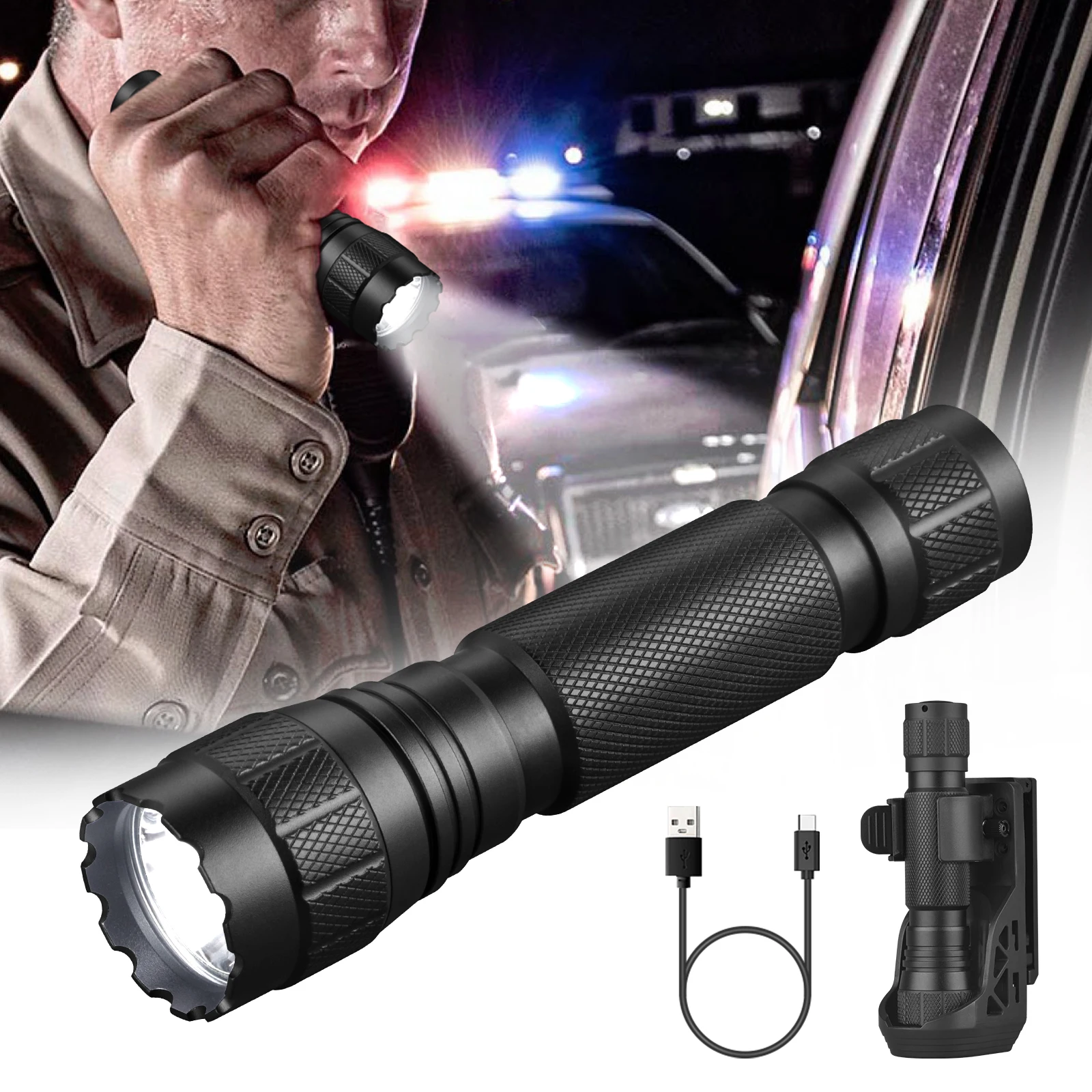 

Тактический фонарик SAOPRKLER X1 1200, полицейский фонарик для правоохранительных органов с кобурой, одномодульный светодиодный фонарик