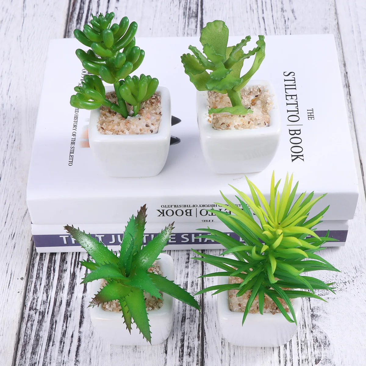

4 Pcs Simulation Succulent Bonsai Realistic Artificial Plants Succulents Cute Fake Flowerpot