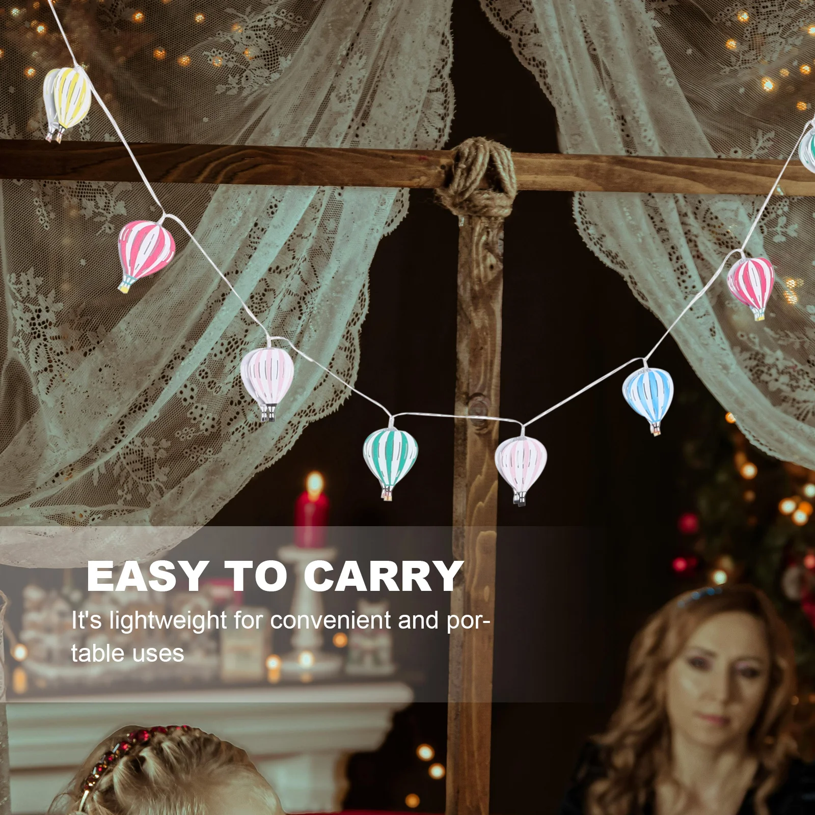 سلسلة أضواء بالون الهواء الساخن تعمل بتصميم غريب الأطوار ساحر لديكور الغرفة الداخلية لمسة احتفالية في أي مكان