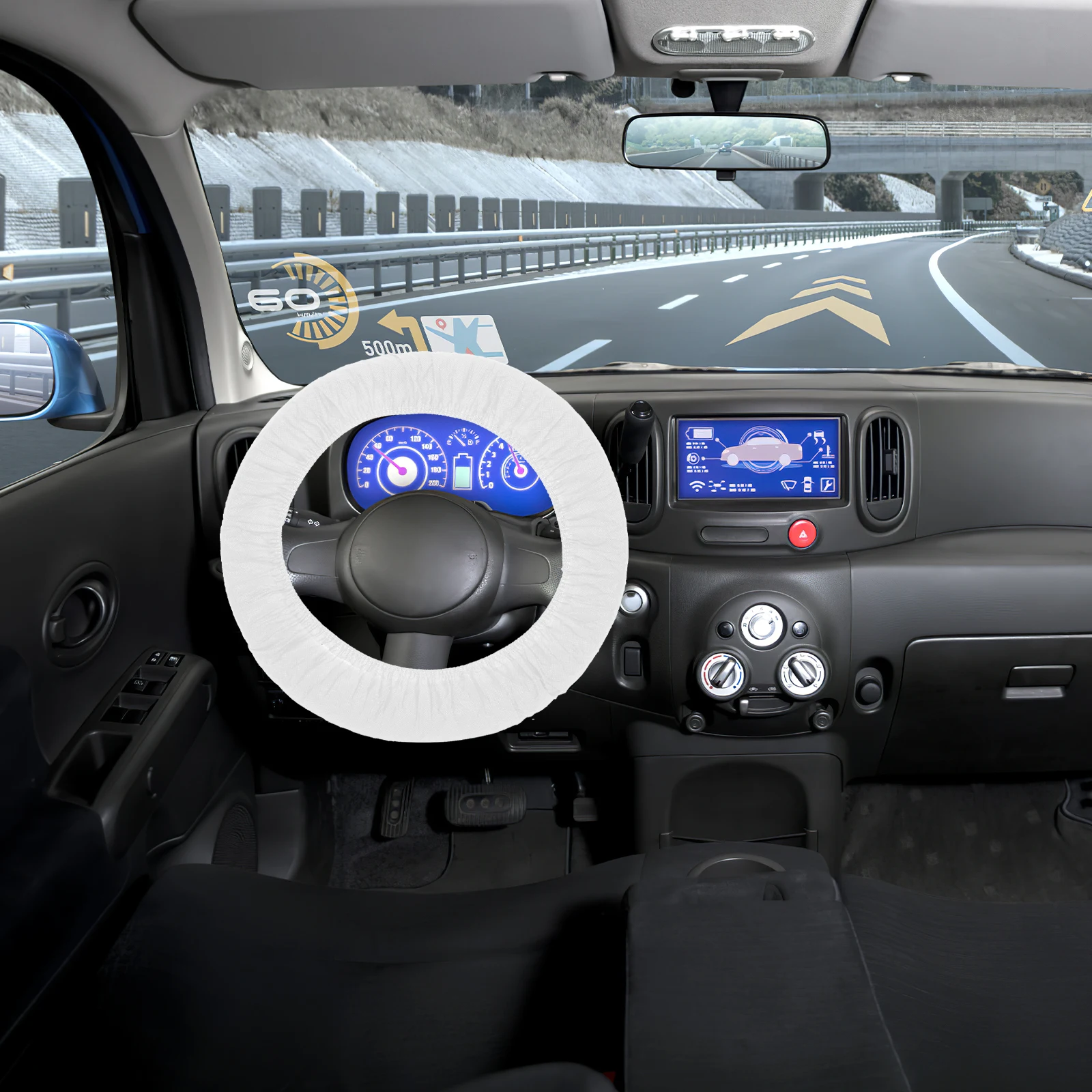 

50pcs Nonwoven Steering Wheel Cover Universal Car Accessories Vehicle Protection Disposable Grease Resistant Auto Cover