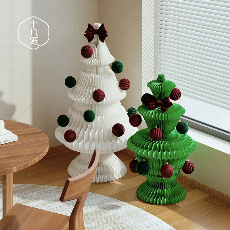 Eighteen Paper Christmas Tree Decorations 2024 New Model, Movable, Foldable, And Storable, Suitable For Living Room And Entryway
