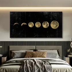 Wall Art Moon Phase Gold Black Posters Aesthetic Canvas Art Prints Abstract Painting Wall Picture for Living Room Home Decor