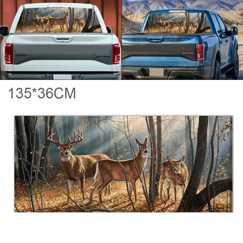 

135 x 36CM PVC Moose Pattern Car Stickers and Decals Car Sun-Resistant Waterproof Rear Windshield Sticker for Trucks SUV Jeep