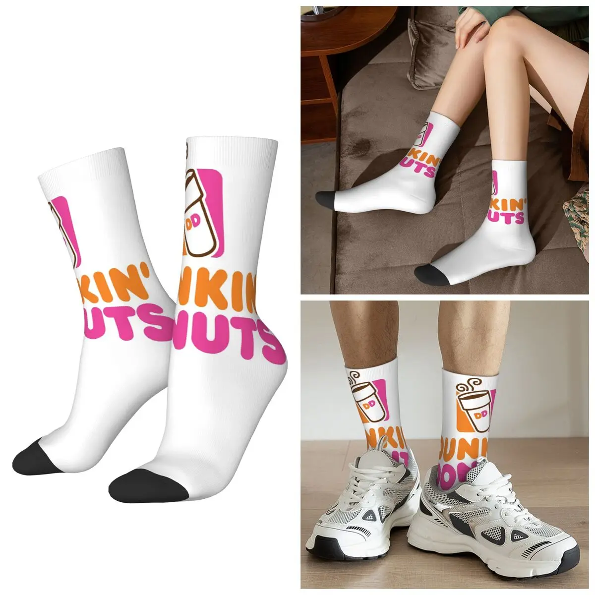 Calcetines Dunkin Donuts para todas las estaciones, calcetines Harajuku Crew, medias de moda para hombres y mujeres, regalos