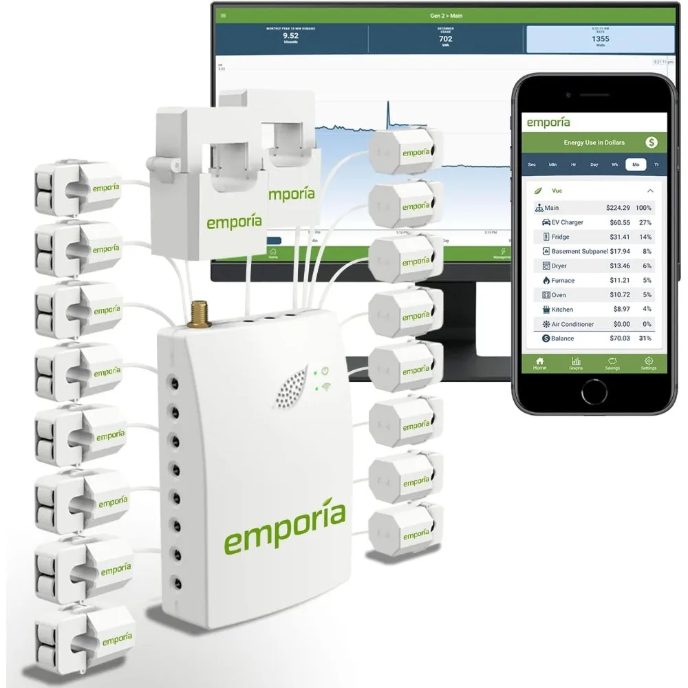 Monitor de energía inteligente para el hogar, dispositivo con 16 sensores de nivel de circuito de 50a, Monitor/medidor de electricidad en tiempo Real