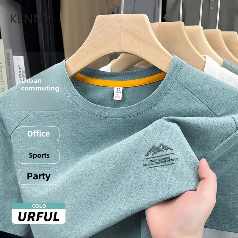 

KENNY Summer 2025 Round Neck Business Casual Social Breathable Short Sleeves Men's T-shirts Printed Graphic Tee Designer Clothes