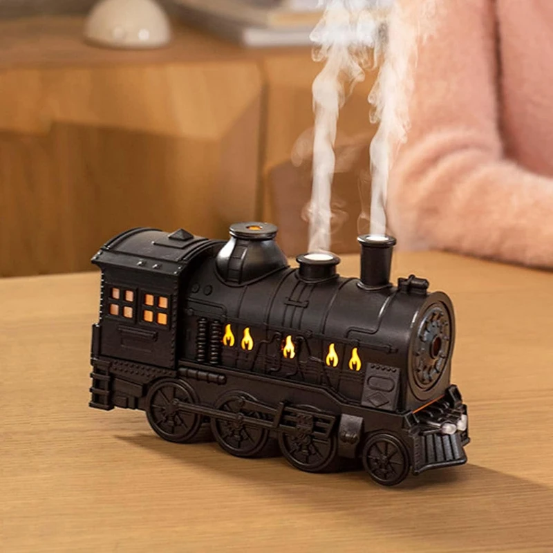 USB Humidifier 300Ml  Train Shaped Essential Oil Diffuser  With Quiet Cool Mist 2 Lighting & 2 Mist Modes Aromatherapy B