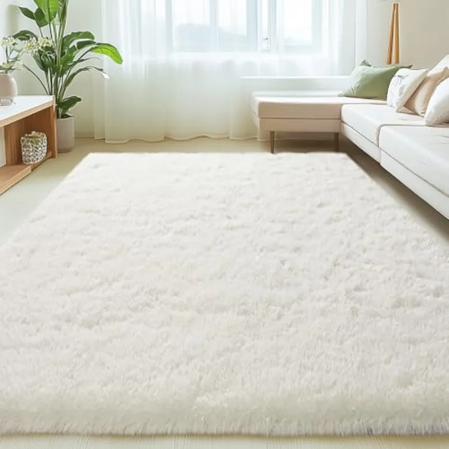 

Ковры 6x9 футов для гостиной, большие пушистые белые ковры для спальни, мягкие ковры с длинным ворсом, нескользящие пушистые ковры для помещений, 9 футов, белые
