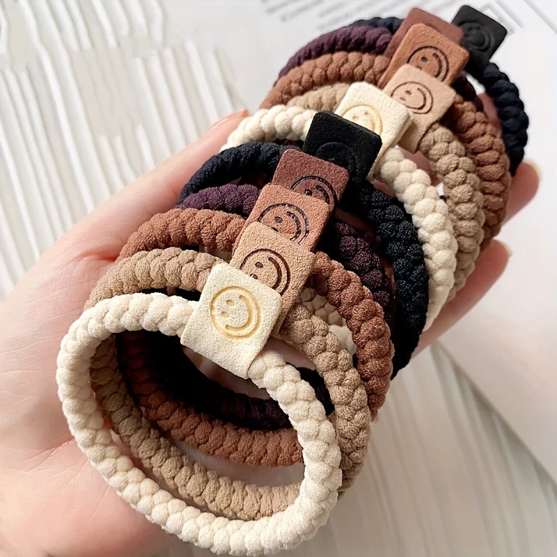 5 szt. Minimalistyczny zestaw gumki do włosów typu Twist, miękki, wysoki, elastyczny pierścienie do włosów casualowych, wszechstronnych włosy w koński ogon Scrunchies