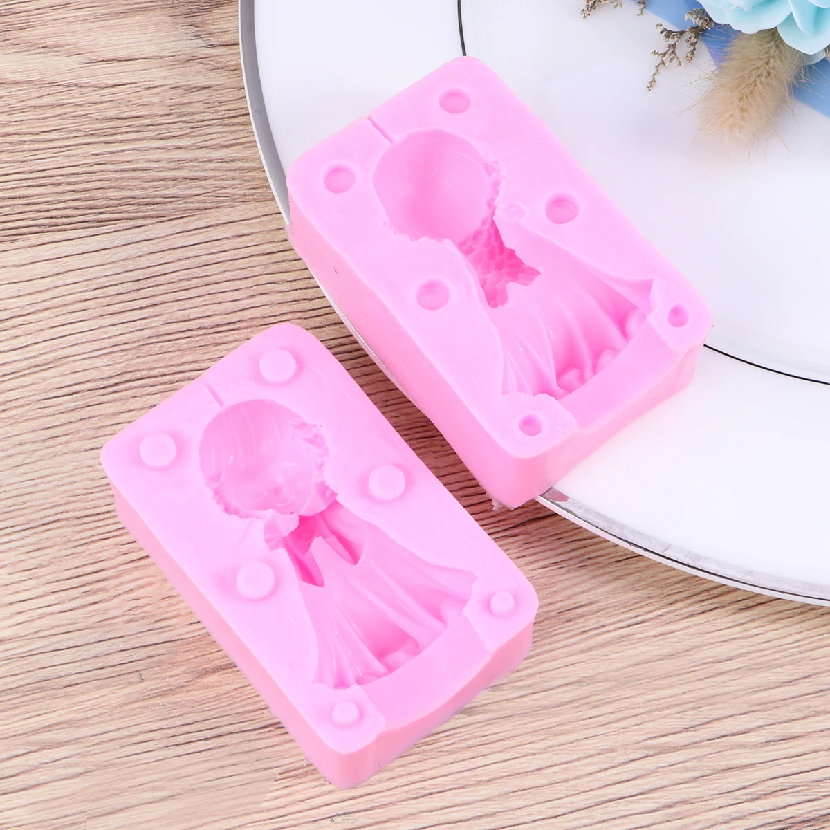 

Silicone Angel Male and Female Baby Candles DIY Cake Decorative Tool Bakeware Cupcake Dessert Chocolate Fondant ( - Girl Angel P