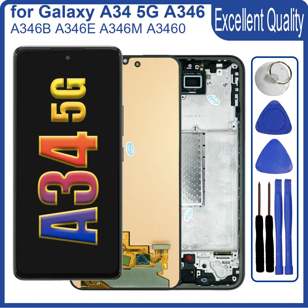 

Tested AMOLED for Samsung Galaxy A34 5G LCD Display Touch Screen Digitizer Replacement for Samsung A34 5G LCD A346E A346B A346M