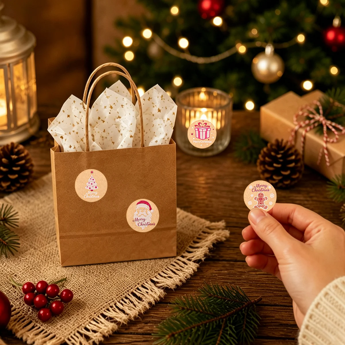 500pcs/roll Christmas Gift Stickers Merry Christmas Decor for Home 2026 Self-Adhesive Envelope Label Navidad Natal New Year 2027