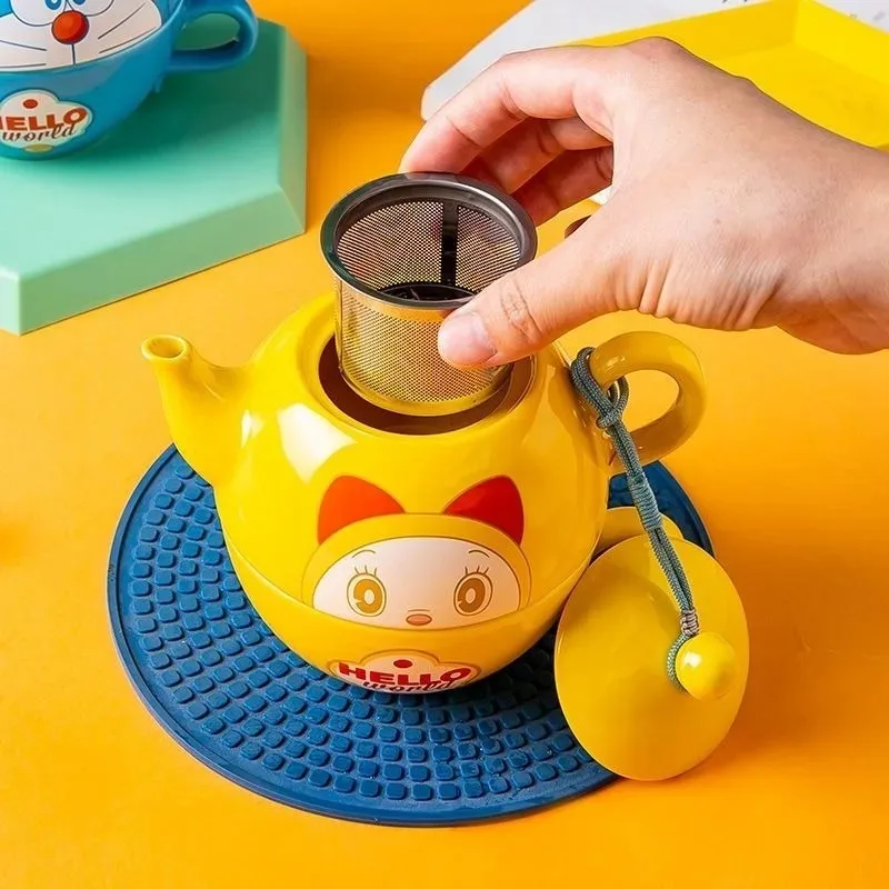Anime Doraemon Koken Theepot Keramische Enkele Pot Kop met Filter Theeservies Eén Pot Eén Kop Creatieve Prachtige Cartoon Set Cadeau