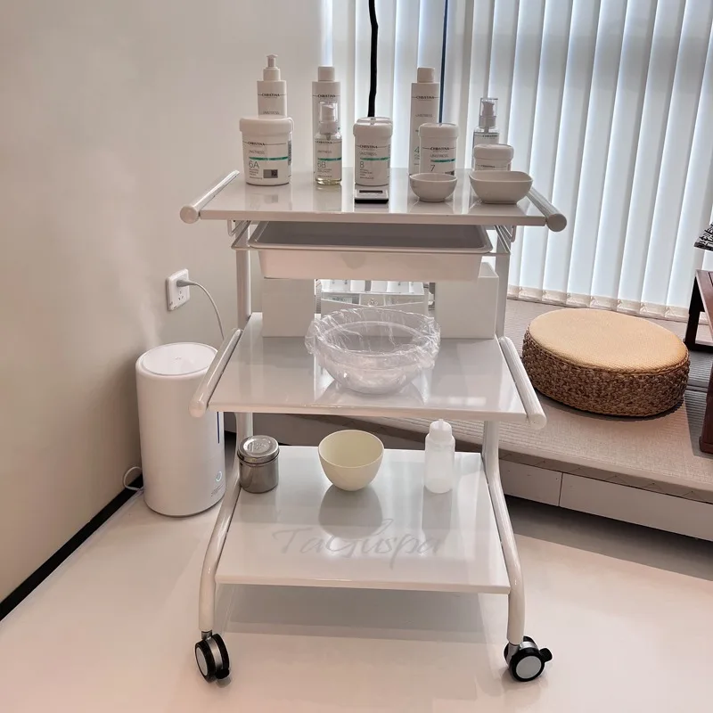 Professional Beauty Salon Cart Durable Aesthetic Instrument Trolley Mobile Storage Organizer for Skin Care Clinic Tool Utility
