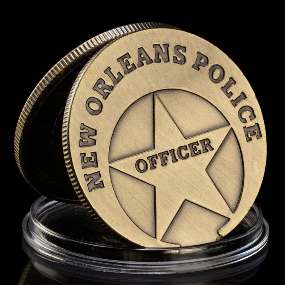 US New Orleans Police Officer Challenge Coin ST.Micheal Patron Saint of Law Enforcement Copper Plated Commemorative Coin