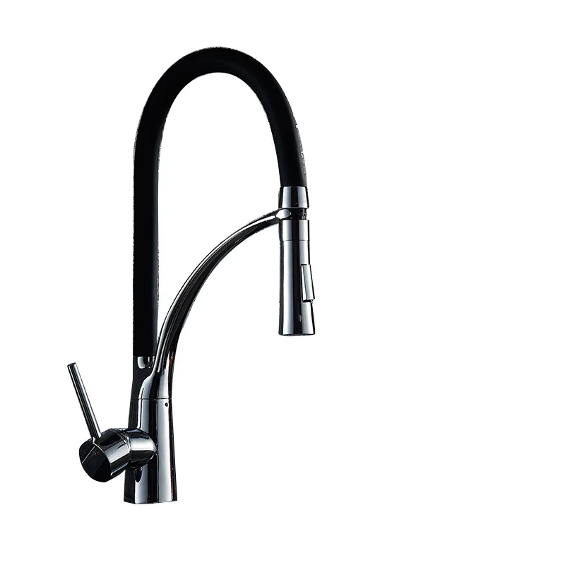 

New kitchen hot and cold faucet all copper vegetable washing faucet vertical pull rotatable faucet