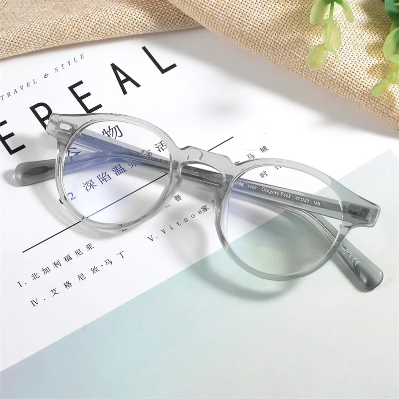 

Women's Grade Glasses Retro Vintage Glasses Optical Frame OV5186 Oval Eyeglass Frame Gregory Peck Myopia Frame Oculos De Grau