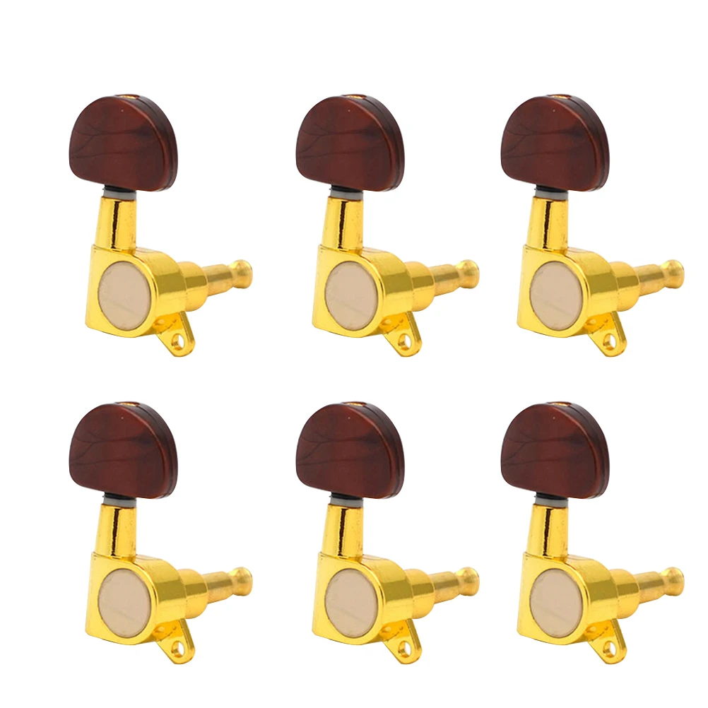 

6PCS Replacement Oval Guitar Machine Heads Tuning Pegs for Electric Guitar Wooden Guitar - Right (Golden)