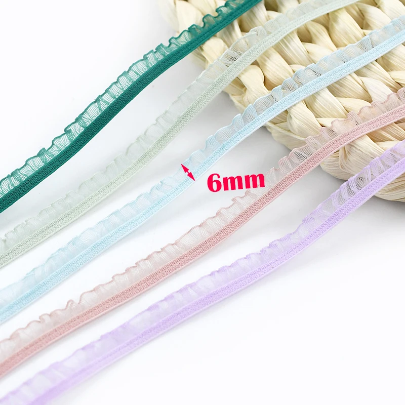 10/20/45M 6mm Elastische Bänder Plissee Spitze Trim Gummiband für Nähen Unterwäsche Strap Stretch band Kleidung DIY Zubehör – Detail 6