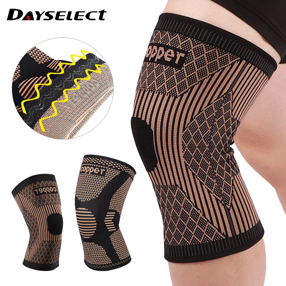 1Pcs Band Copper Nylon Knee Brace for Arthritis Pain and Support Knee Sleeve Compression for Sports Workout Arthritis Relief