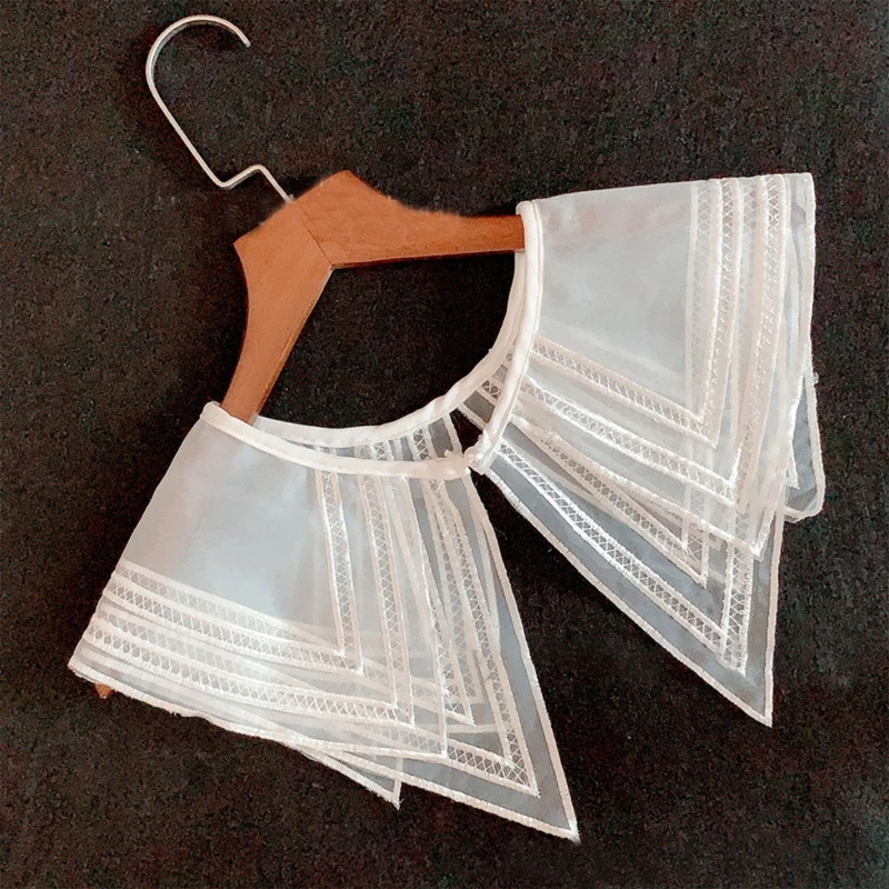 False Detachable Collar Embroidery Double-layer Tulle See Through Neckline