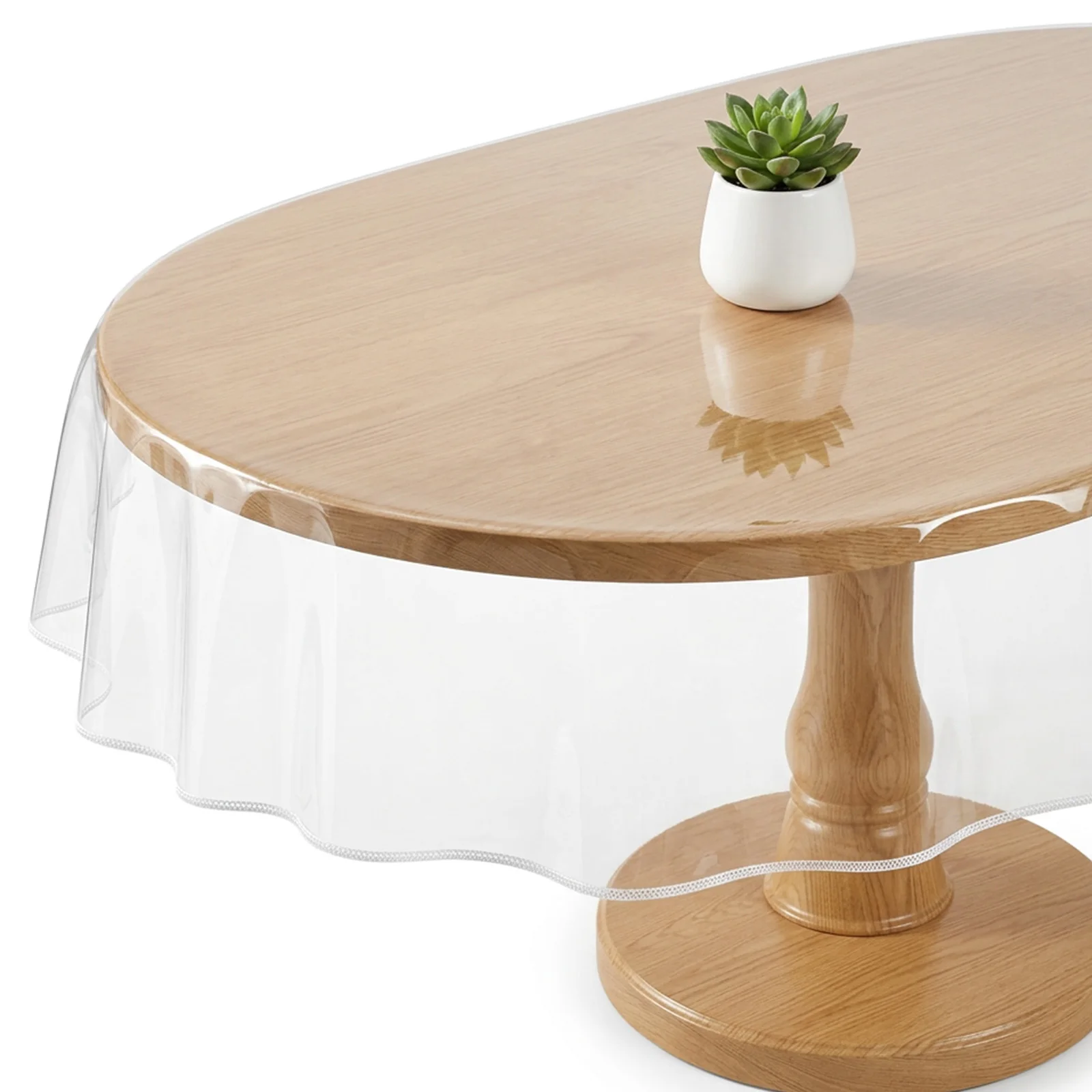 Transparent Oval Tablecloth Waterproof PVC Table Cloth Protector Dining Table Cover for Party Picnic Indoor Outdoor Use