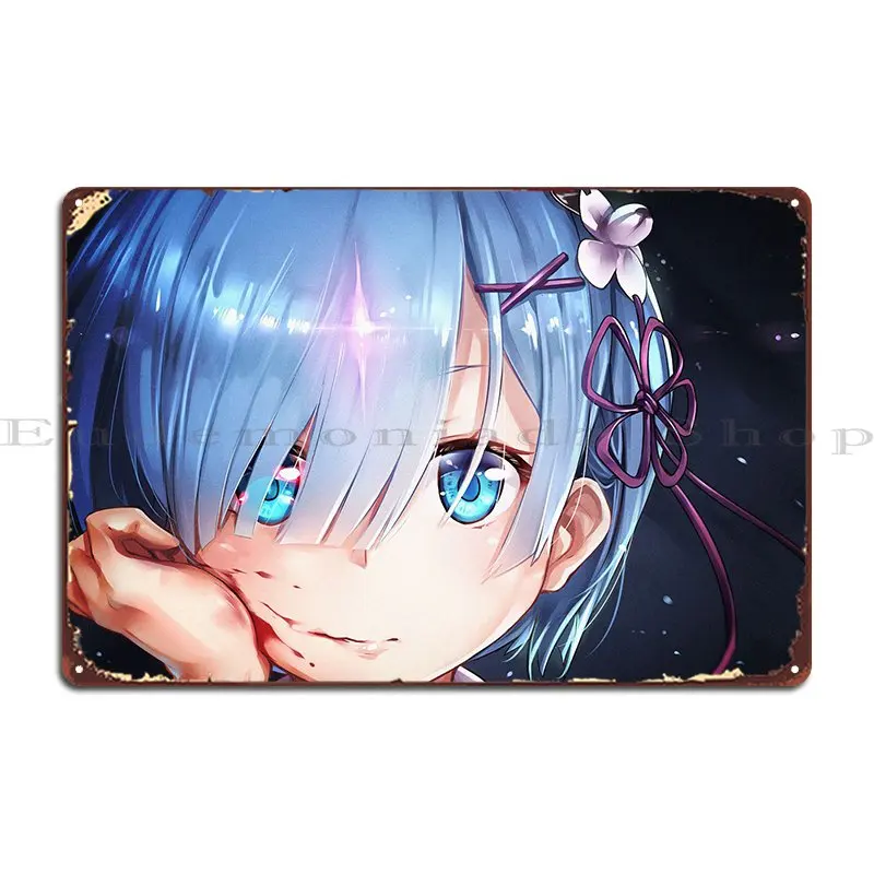 Rem Rezero Short Hair Girl Metal Plaque Club Bar Home Iron Cave Classic Tin Sign Poster