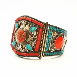 Indian Dancing Open Cuff Bangle Locket Nepal Vintage Jewelry Big Bangles for Big Women BB-485