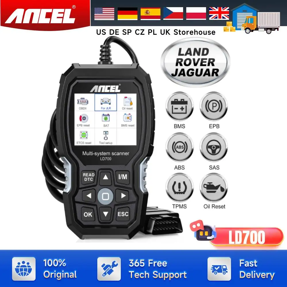 

ANCEL LD700 All Systems OBD2 Scanner fit for Land Rover Jaguar Battery Registration Oil Reset Code Reader Diagnostic Scan Tool