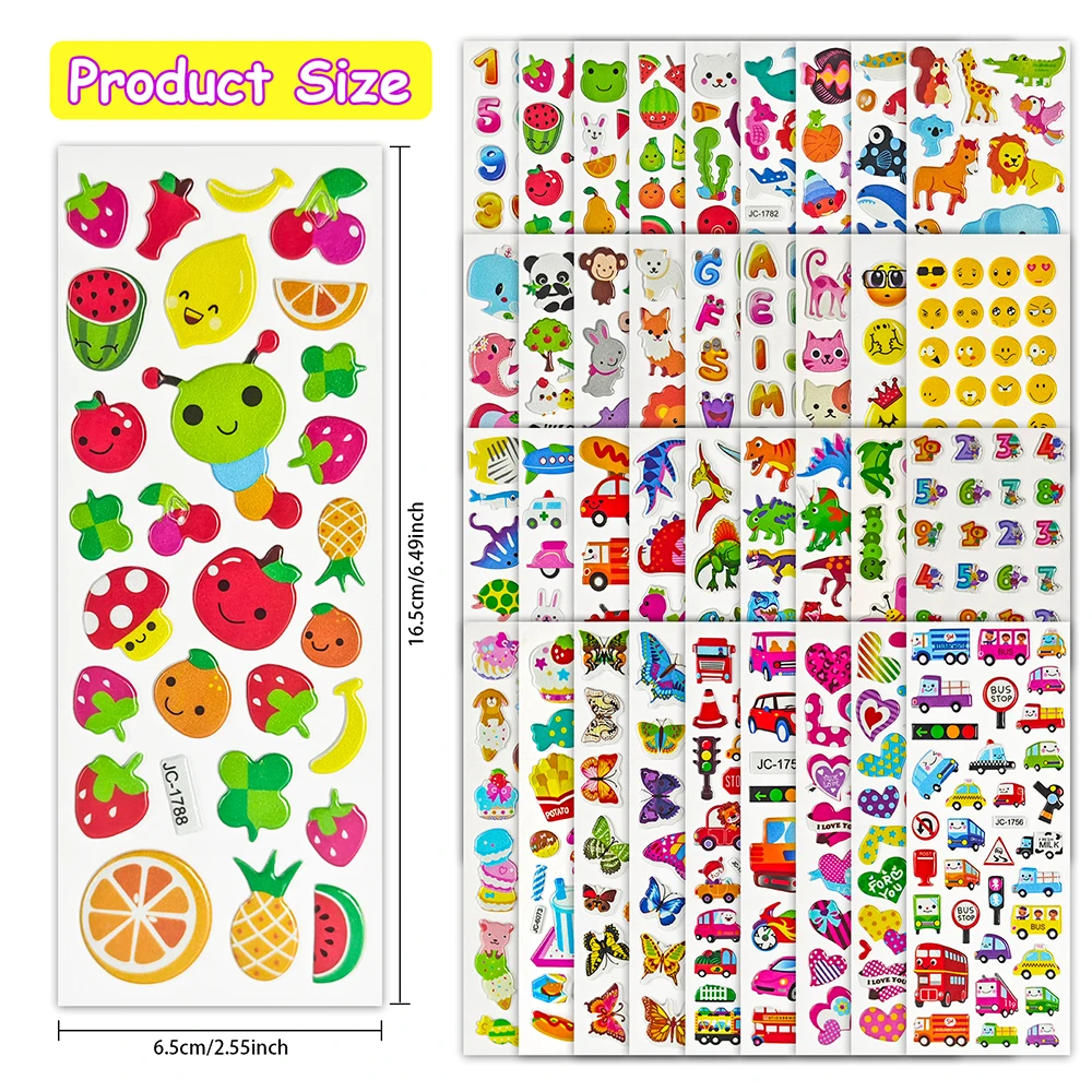 12/36 ورقة ملصقات القصاصات اليدوية DIY بها بنفسك مذكرات كتاب الحيوانات الزخرفية والأرقام والأسماك والديناصورات والسيارات ملصق هدايا الأطفال