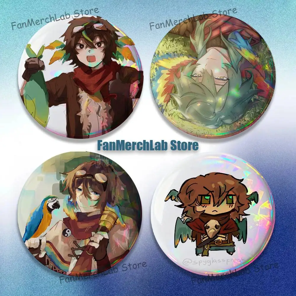 

P-Parrotx2 Cartoon Anime Music Button Pin Brooch Jewelry Decoration Gift 22mm 32mm 44mm 58mm 75mm